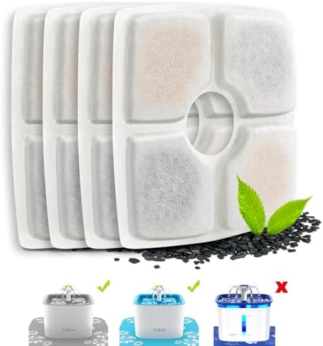 Veken 4 Pack Replacement Filters for 84oz/2.5L Automatic Pet Fountain by Veken