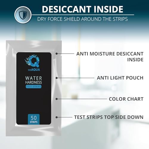 WeAQUA Water Hardness Test Kit - DoubleCheck 50 Strips - Hard Water Testing Kit – Tests Calcium & Magnesium (0–425 PPM) – for Tap, Well, Drinking, Pool, Spa & Dishwasher - Image 4