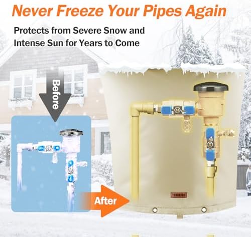 TOHONFOO Backflow Preventer Cover, Pipe Freeze Insulation, 36"Wx36"H, Beige - Image 3