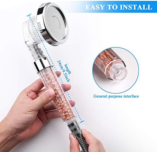 High Pressure Shower Head, Ionic Filter Showerhead with 3 Setting, Water Saving and Stone Filter Beads Handheld Shower for Dry Hair and Skin Spa by imtfzct(No Hose) - Image 6