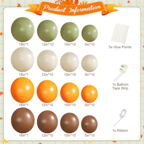 Green Fall Balloon Arch Kit for Autumn Thanksgiving Party Decorations - Image 2