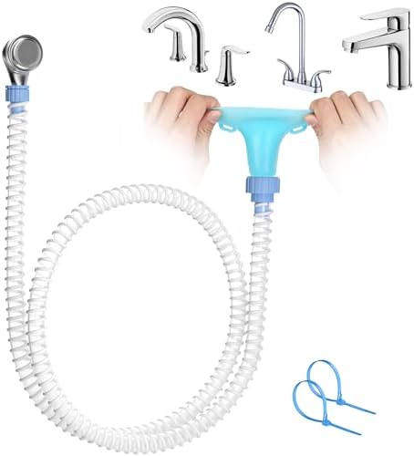 Slip-On Dog Shower Attachment for Bathtub Faucet, Ear-Tab Zip-Tie Connector, Handheld Sprayer Head, 5 ft Hose, Fits Spouts up to 3 in by ZhongpuReach