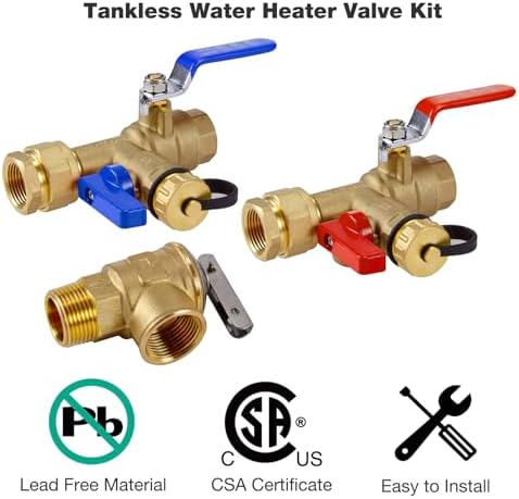ThermoMate 3/4 Inch IPS Isolator Tankless Water Heater Service Valve Kit, with Pressure Relief Valve, Clean Brass - Image 6