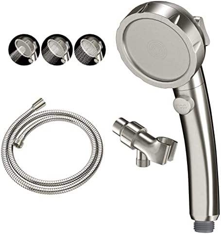 KAIYING Brushed Nickel High Pressure Handheld Shower Head with ON/OFF Switch, 3 Spray Modes, Adjustable Angle Bracket, and Hose by KAIYING