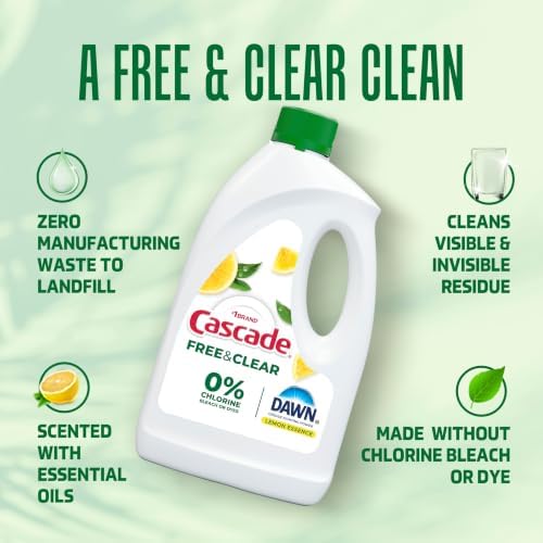 Cascade Free & Clear Dishwasher Detergent Liquid Gel, Dish Detergent, Dishwasher Soap, Lemon, 75oz - Image 4