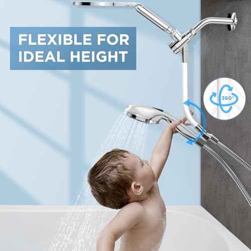 MakeFit Dual Handheld Shower Head Combo, 2-in-1 Rain Shower Heads System 8 Inch Rainfall Shower Head and 10 Modes High Pressure Hand Held Showerhead with Built-in Power Wash - Image 3
