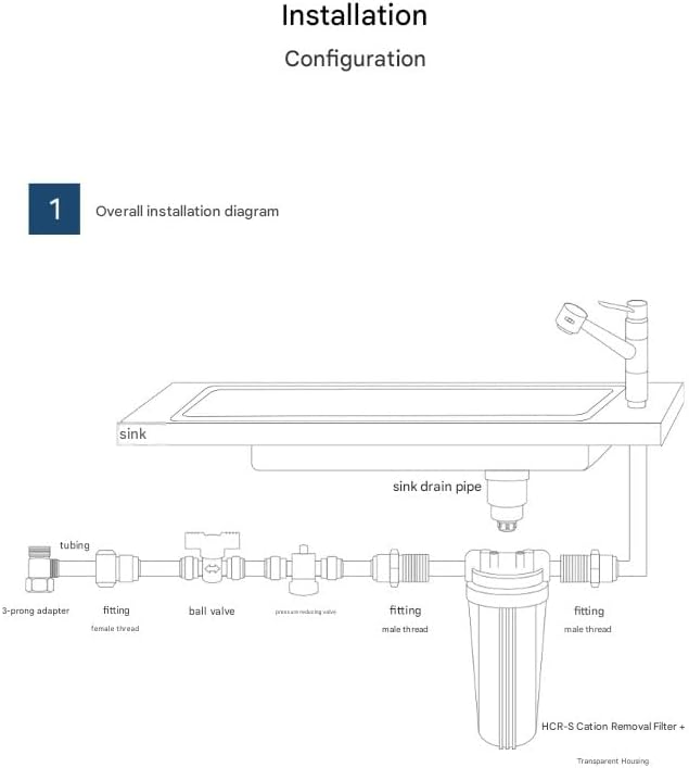 1-Stage Under-sink Housing Type Water Purifying Cation Removal Anion Exchange Resin Filter DIY Set: Rust Removal - Image 5