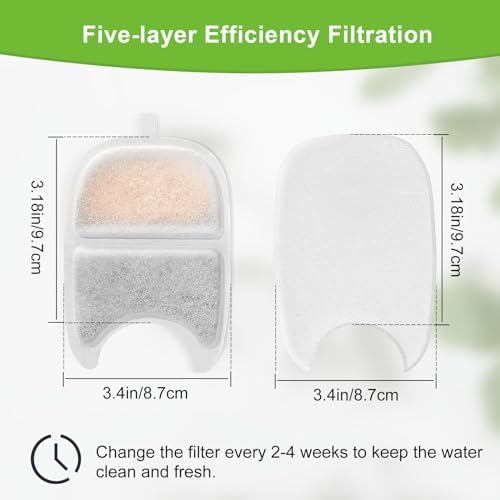 12 Sets Replacement Filters Compatible with Feelneedy 4L Wilreless Cat Water Fountain, 135 fl oz/4L Wilreless Cat Water Fountain Filters,Triple Filtration Pet Fountain Filter Replacement - Image 4