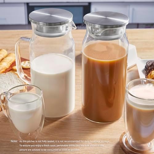 Bivvclaz 3 Pack 2 Liter 68 oz 2.1 Qt Glass Pitcher with Lid and Handle, Water Pitcher for Fridge, Glass Carafe for Hot/Cold Water, Large Iced Tea Jug for Coffee, Juice and Homemade Beverage - Image 6
