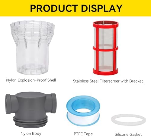 3/4'' Female NPT in-Line Strainer - Garden Hose Filter for High Pressure Washer, Sediment Filter with 200 Mesh Stainless Steel Screen (3/4'' 200 Mesh) - Image 4