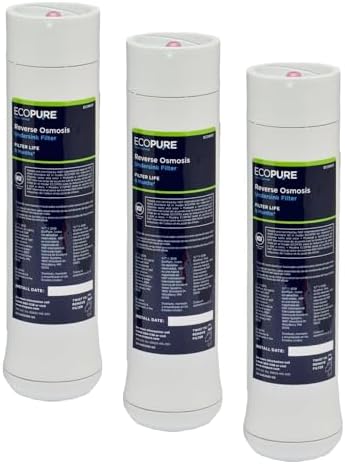 EcoPure ECOROF Reverse Osmosis Replacement Filter Set – Fits ECOP30 & Select Kenmore RO Systems – NSF-Certified – Reduces Lead, Chlorine, TDS & More – 6-Month Life – Easy Filter Changes (Pack of 6) by EcoPureWaterSolutions