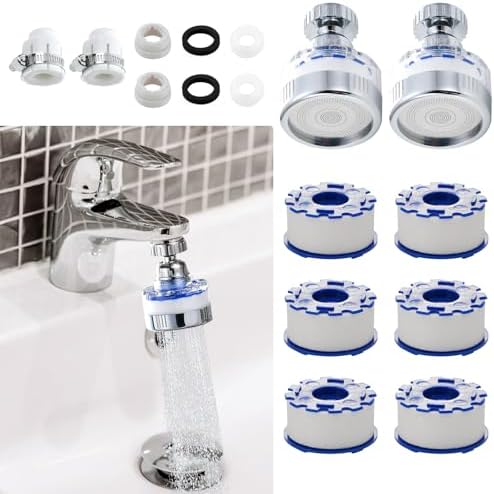 8 Pcs Sink Water Filter Faucet Set, 360 ° Rotating Bathroom Sink Filter, Kitchen Sink Faucet Water Filter Removes Chlorine Fluoride Hard Water Faucet Extender for Home Kitchen & Bathroom by BREADEEP