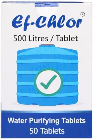 Ef-Chlor Overhead & Underground Water Tank Purification Tablets/Pills 1.67gm Jar of 50 Tablets Having 3 Years Shelf Life 1 Tablet Purifies 132 Gallons Water - Image 3