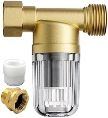 XZ02 50 Micron Reusable Washing Machine Water Filter, Compact Brass Washer Water Filter, for Washing Machine, Heater, Camping, Travel, Anti Scale Portable Sediment Filter by Unknown