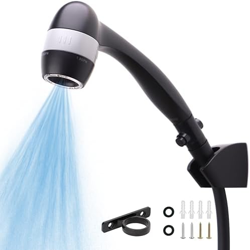 High Pressure RV Shower Head with Hose and On Off Switch, 3 Flow Rate for Saving Water, Matte Black by Awelife