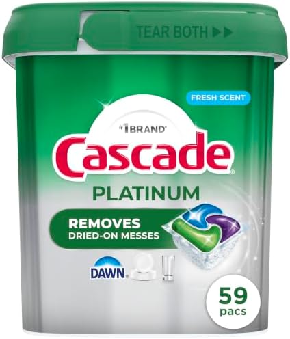 Cascade Platinum Dishwasher Pods, Dishwasher Detergent, Dish Detergent Soap, Fresh, 59 Count by Cascade