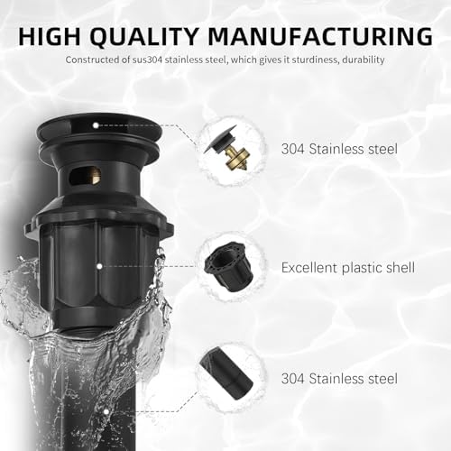 Pop Up Bathroom Sink Drain Assembly with Overflow, Matte Black - Image 3