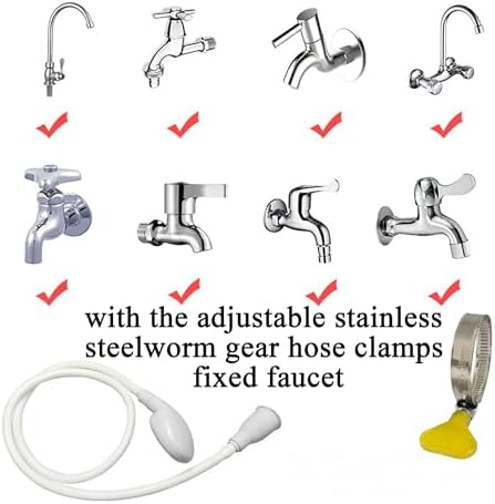 Portable Shampoo Sink Spray Hose, Faucet Attachment with Nozzle for Hair Washing, Baby & Pet Bathing, Vegetable Rinsing, White (White, 3M/9.84FT) - Image 4
