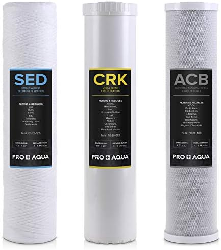 PRO+AQUA Whole House Heavy Metals Well Water Filter Replacement Set - 3 Stage, Sediment, KDF/Blend, Carbon Block - 20", 5 Microns by PROAQUA