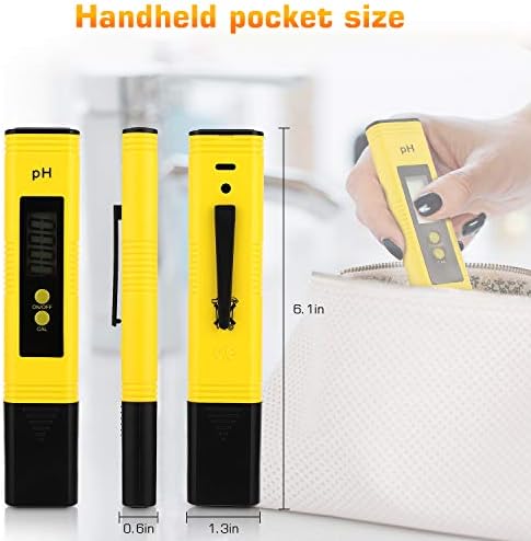 Digital pH Meter Tester Pen for Water, Pre-Calibrated, High Accuracy ±0.01, 0–14 pH Range, Pocket Size for Drinking Water, Pool, Aquarium & Hydroponics (Yellow) - Image 3