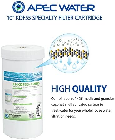 APEC Water FI-KDF55-10BB GAC Carbon Water Filter Whole House Replacement Cartridge; Heavy Metals, Chlorine & Bacteria Reduction, 4.5" x 10" - Image 4