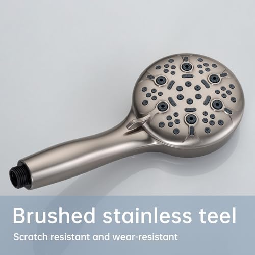 Joyrain Pressure-Boost Shower Head with 8 Settings & Spray Gun, 2-in-1 for High-Pressure Showering and Effortless Tub/Tile/Floor Cleaning, Meets US Standards (Brushed stainless teel) - Image 3
