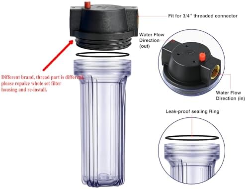 Geekpure 10 Inch Whole House Slim Water Filter Housing - 3/4"NPT Brass Port - Image 3