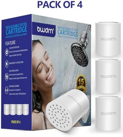 15 Stage Shower Filter Cartridge,High output Universal replacement filter cartridge, Remove Chlorine Heavy Metals and Other Sediments, VitaminC Water Softener Reduces Dry Itchy Skin Dandruff BWDM(4X) - Image 6