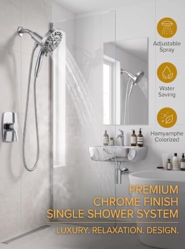 High Pressure Handheld Shower Head Chrome,9 Function Sprays Magnetic Rain Shower Head with Handheld,Anti-clog Nozzles, Built-in Power Wash to Clean Tub - Image 3