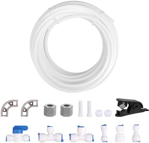 17pcs Ice Maker Water Line Kit, 1/4" OD 10m/32.8ft Long Tubing with Quick Fittings for RO Water Filter System Ice Maker Coffee Machine Refrigerator by Unknown