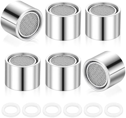 Faucet Aerator, Kitchen Sink Faucet Aerator Adapter, Sink Faucets Female Thread Replacement Parts Filter with Brass Shell and Gasket for Bathroom (55/64 Inch, 6 Pcs) by Unknown