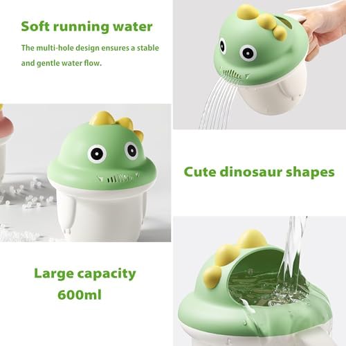 Baby Shower Cap Shield, Bath set shower cap/water cup/massage brush for Eye and Ear Protection, Cute Dinosaur Shape for 0-9 Years Old Children (Yellow) - Image 5