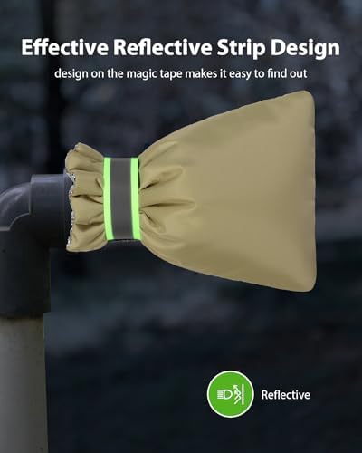 Outdoor Faucet Covers for Winter Freeze Protection, Kanosan 8.3"H X 6.7"W Thickened Reflective Outside Spigots Covers Hose Bib Insulated Sock for Winter Cold Weather, 2 Pack Kahaki - Image 3