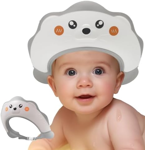 Baby Shower Cap, Baby Shower Cap Shield, Shower Cap for Kids, Visor Hat for Eye and Ear Protection for 0-9 Years Old Children, Cute Sea Lion shape Makes the Baby Bath More Fun (White) by Unknown