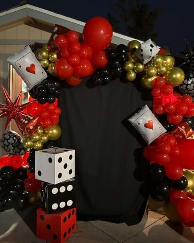 204Pcs Casino Balloon Garland Arch Kit - Casino Theme Party Decorations with Dice Boxes Large Poker Cards Party Balloons for Birthday Game Night Las Vegas Casino Night Theme Party Decorations - Image 4