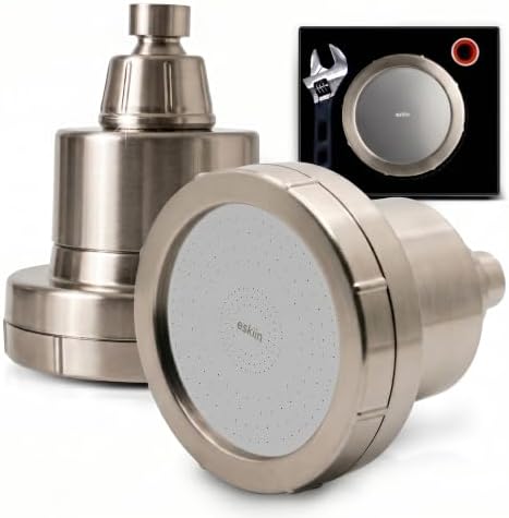 Eskiin Filtered Showerhead - Best Shower Head With Filters For Healthy Hair & Skin - High Pressure Hard Water Softener - Reduce Dandruff, Protect Colored Hair, And Soothe Dry Skin (Brushed Nickel) by Eskiin