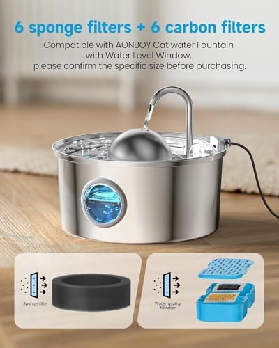 AONBOY Pet Water Fountain Filter: 24 Per Fountain Filter Replacement - Image 2