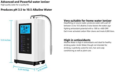Water Ionizer, Water Purifier Machine PH 3.5-10.5 Alkaline Acid Water Machine,Up to -500mV ORP, 8000 Liters Per Filter,7 Water Settings,Auto-Cleaning,Intelligent Voice - Image 3