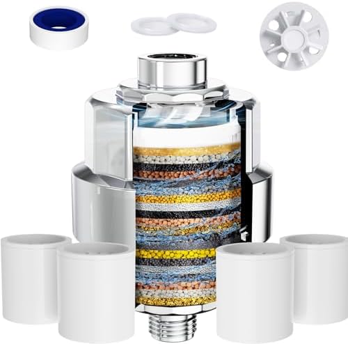 EMBATHER 20 Stage Shower Filter for Hard Water, 4 Cartridges, Chrome by EMBATHER