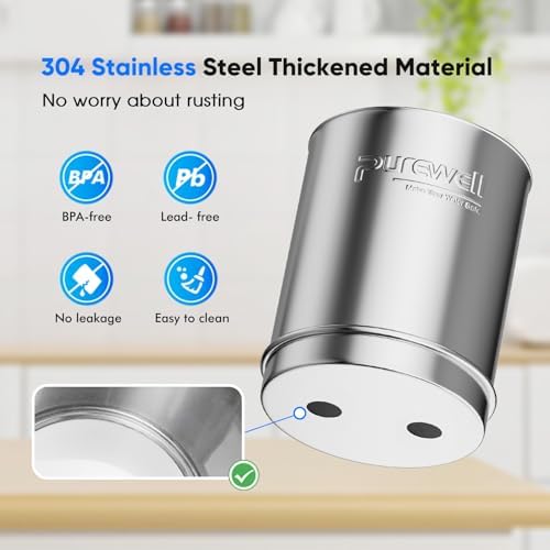 Purewell Upgraded 9-Stage Gravity Water Filter System with Water Level Window, 0.01μm Ultra-Filtration Countertop System with 2 Filters and Stand, Reduce Fluoride & Chlorine, BO-FL-2.25G - Image 6