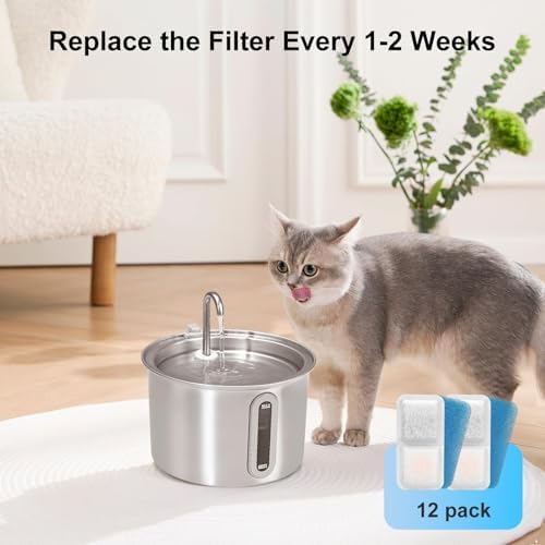 (16 Pack) Cat Water Fountain Filters Replacement Compatible With oneisall Cat Water Fountain, Cat Fountain Filters for 67oz/2L Stainless Steel Cat Fountain - Image 5