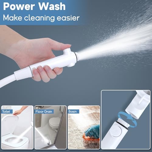 5+1 Mode High Pressure Replacement White RV Shower Head with Hose - Image 3