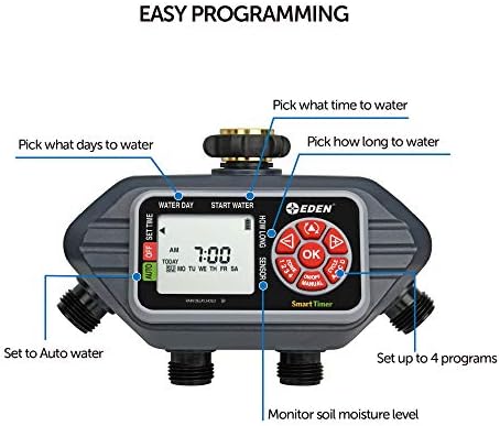 Eden 93413 Programmable Digital Water Timer 4-Zone, Compatible with Wireless Soil Moisture Sensor - Image 3