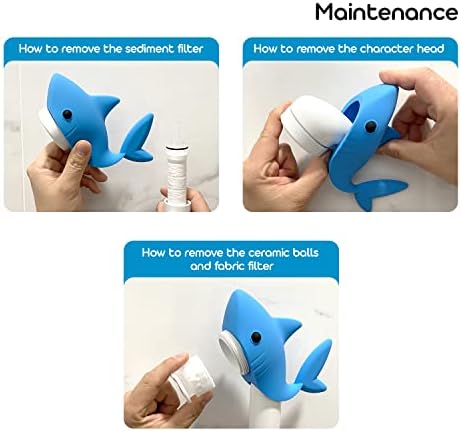 Barumi Livo Handheld Filtered Showerhead for Kids - Shark Blue | Micro Laser-Cut for Soft Water Spray, Multi-Level Filtration Removes Chlorine and Impurities for Skin and Hair - Image 5