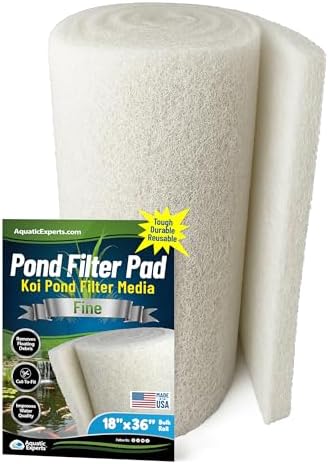 Aquatic Experts Classic Koi Pond Filter Pad FINE - White Bulk Roll Pond Filter Media, Ultra-Durable Pond Filters for Outdoor Ponds, Reusable Fish Pond Filter Material, USA, (18" x 36", Fine (White)) by AquaticExperts