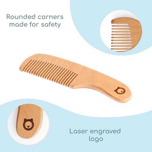 Wooden Hair Brush Set - Premium Baby Comb and Brush - Soft Natural Bristles - Organic Products - Perfect Registry Gift - Cradle Cap Brush for Newborns & Toddlers - Image 7