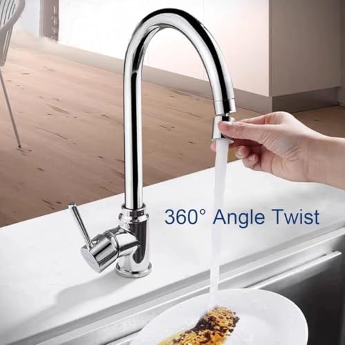 2 Pcs Faucet Aerator, 360° Swivel Kitchen Sink Faucet Aerator, Big Angle Twist, Dual-function 2-Flow Sprayer Faucet Head, Sink Sprayer Attachement, Faucet Replacement Part 55/64'', Chrome - Image 2