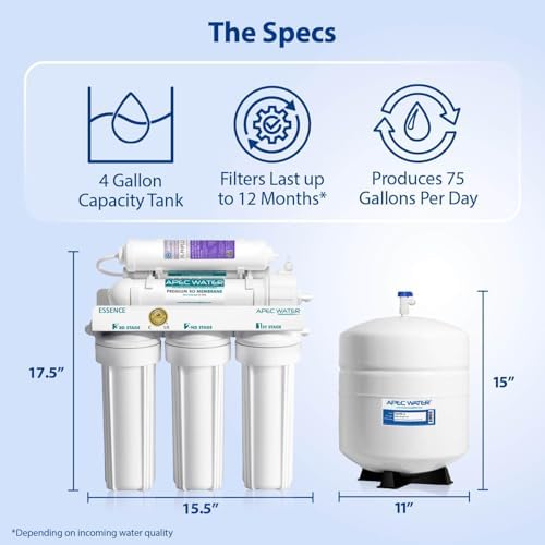 APEC Water Reverse Osmosis Water Filter, Alkaline 6-Stage RO System, WQA Certified to Remove 1K+ Impurities, pH+ Remineralization for Natural Spring Taste, Under Sink Filter 75 GPD - Image 7