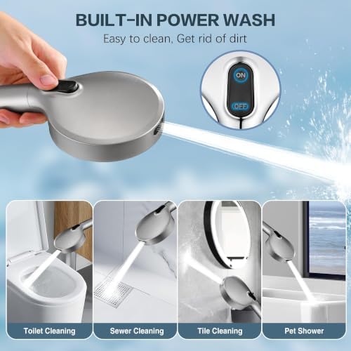 BRIGHT SHOWERS Filtered Shower Head with Handheld, High Pressure 9 Spray Mode Showerhead with Long Hose and Bracket, Water Softener Filters Beads for Hard Water - Removes Chlorine, Brushed Nickel - Image 5