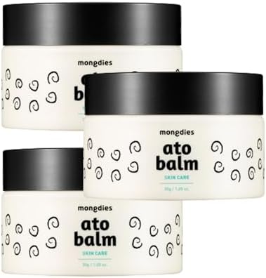 Mongdies Baby Ato Balm | Intensive Moisture Barrier Balm for Dry Sensitive Skin | Non Sticky Ceramide Balm with Plant Oils | For Cheeks Hands & Dry Areas | Vegan EWG Green | 1.05 oz | 3 Pack by Mongdies
